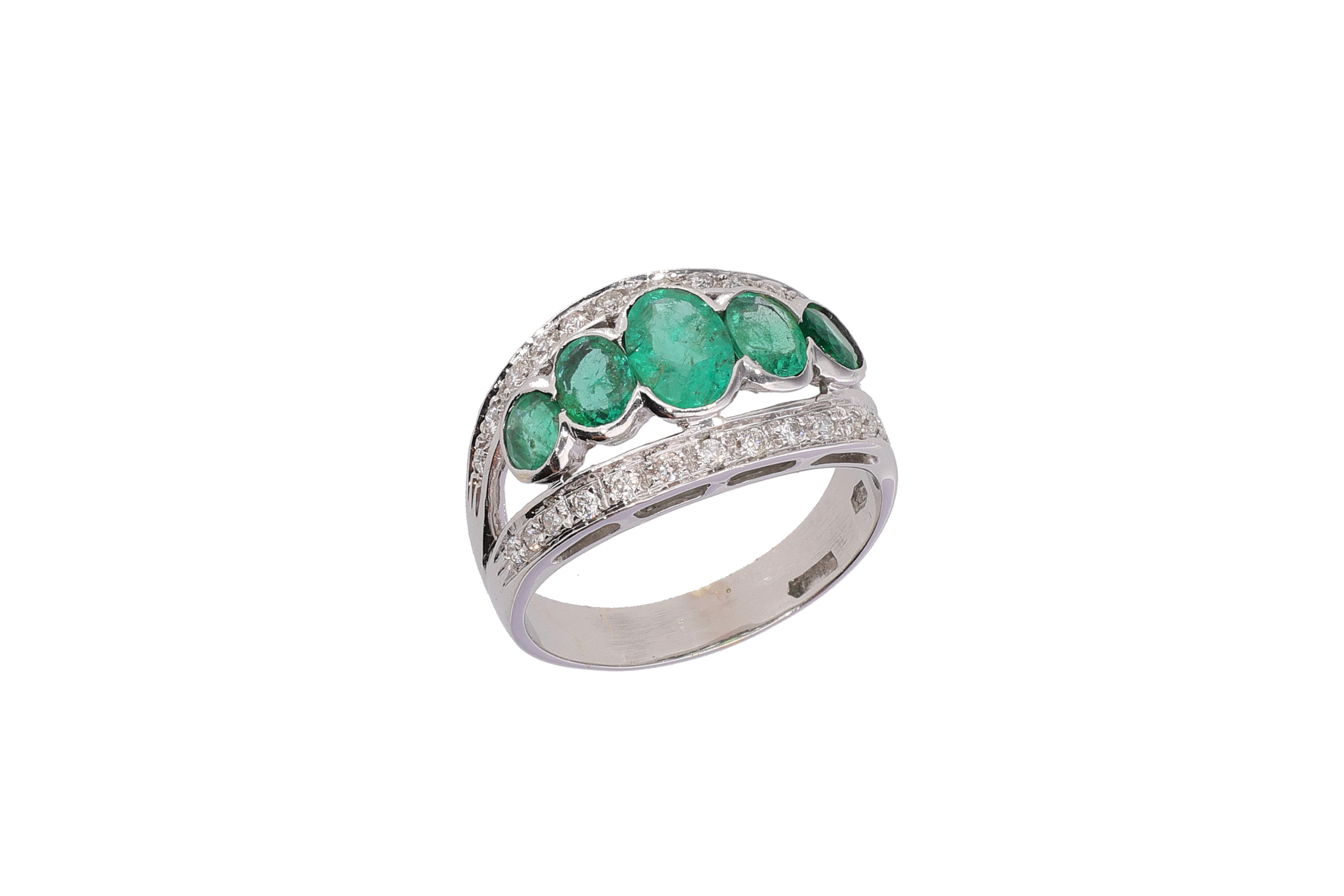 Anello con diamanti e smeraldi - Asta Preziosi