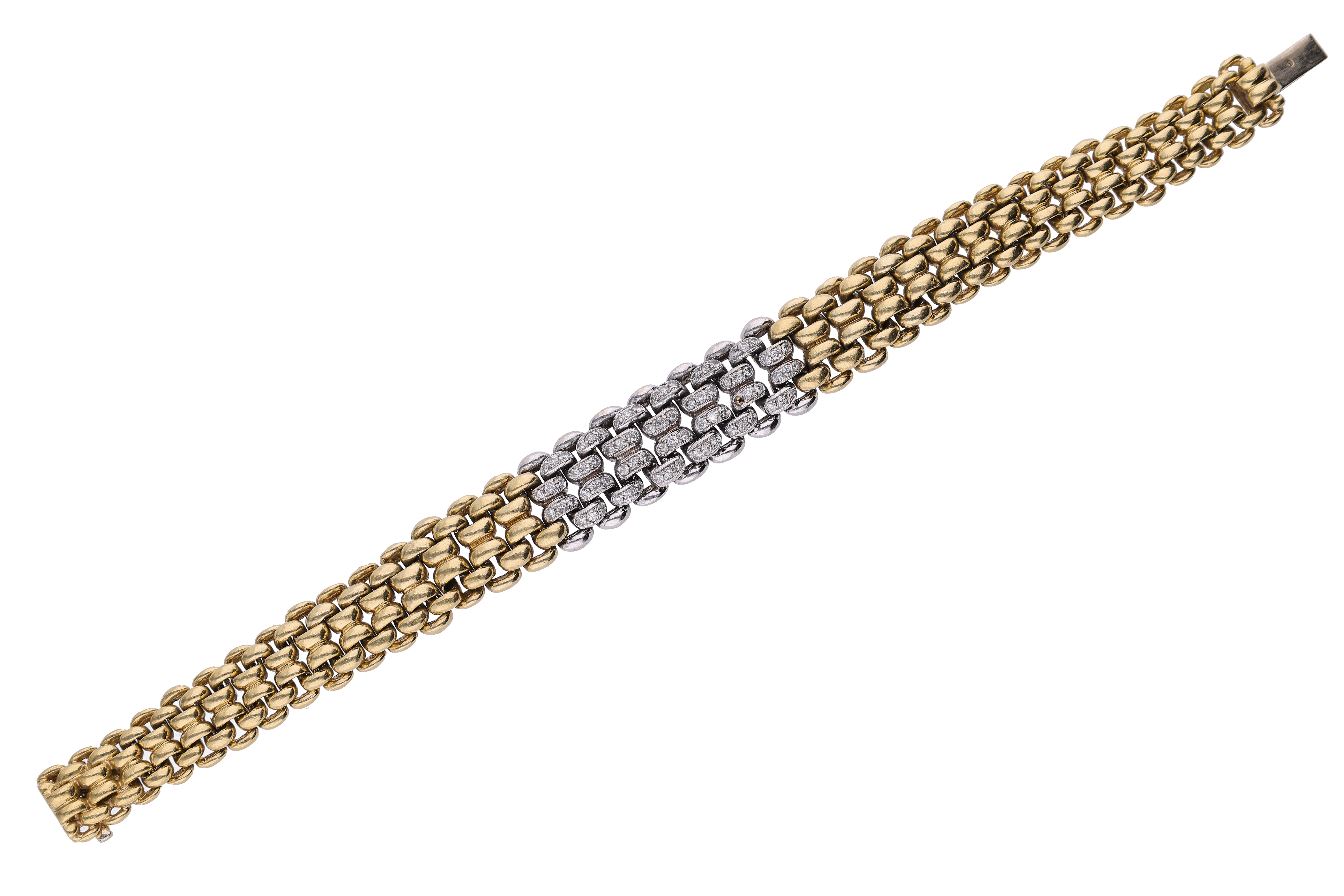 Bracciale a maglia intrecciata con centrale impreziosito da diamanti - Asta Preziosi