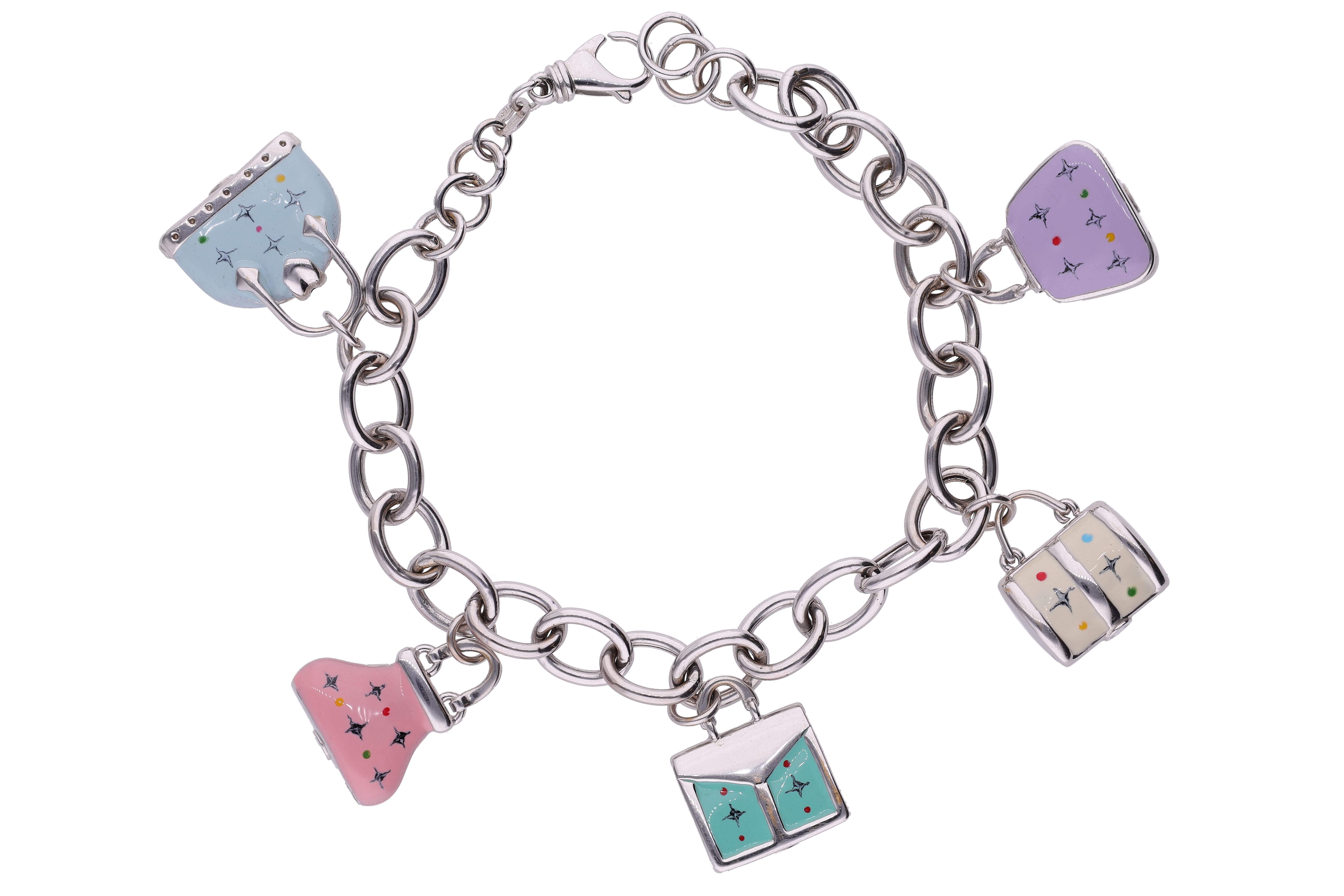 Bracciale con charms a forma di borsette smaltate - Asta Preziosi