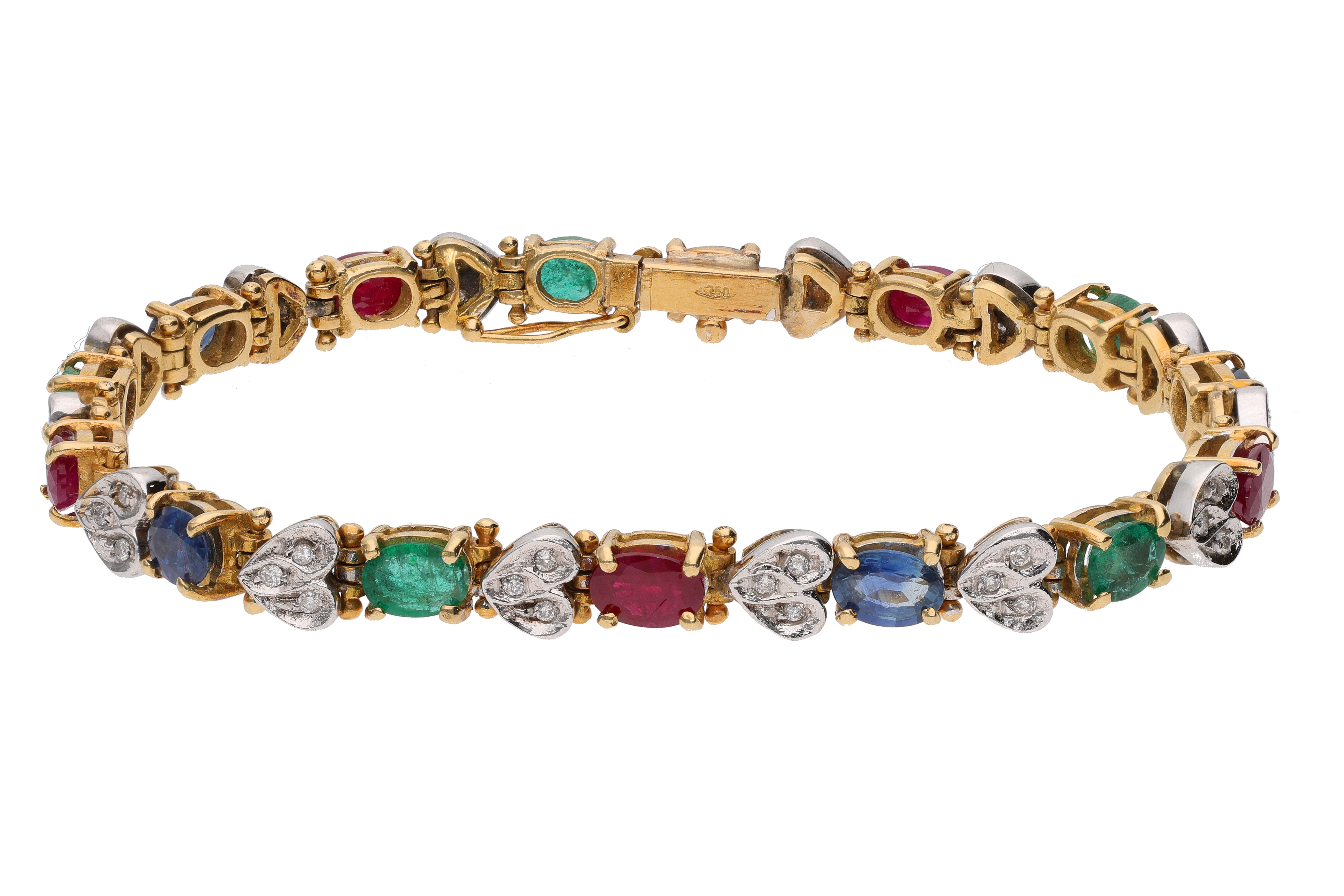 Bracciale con diamanti, zaffiri, smeraldi, rubini e pietre - Asta Preziosi