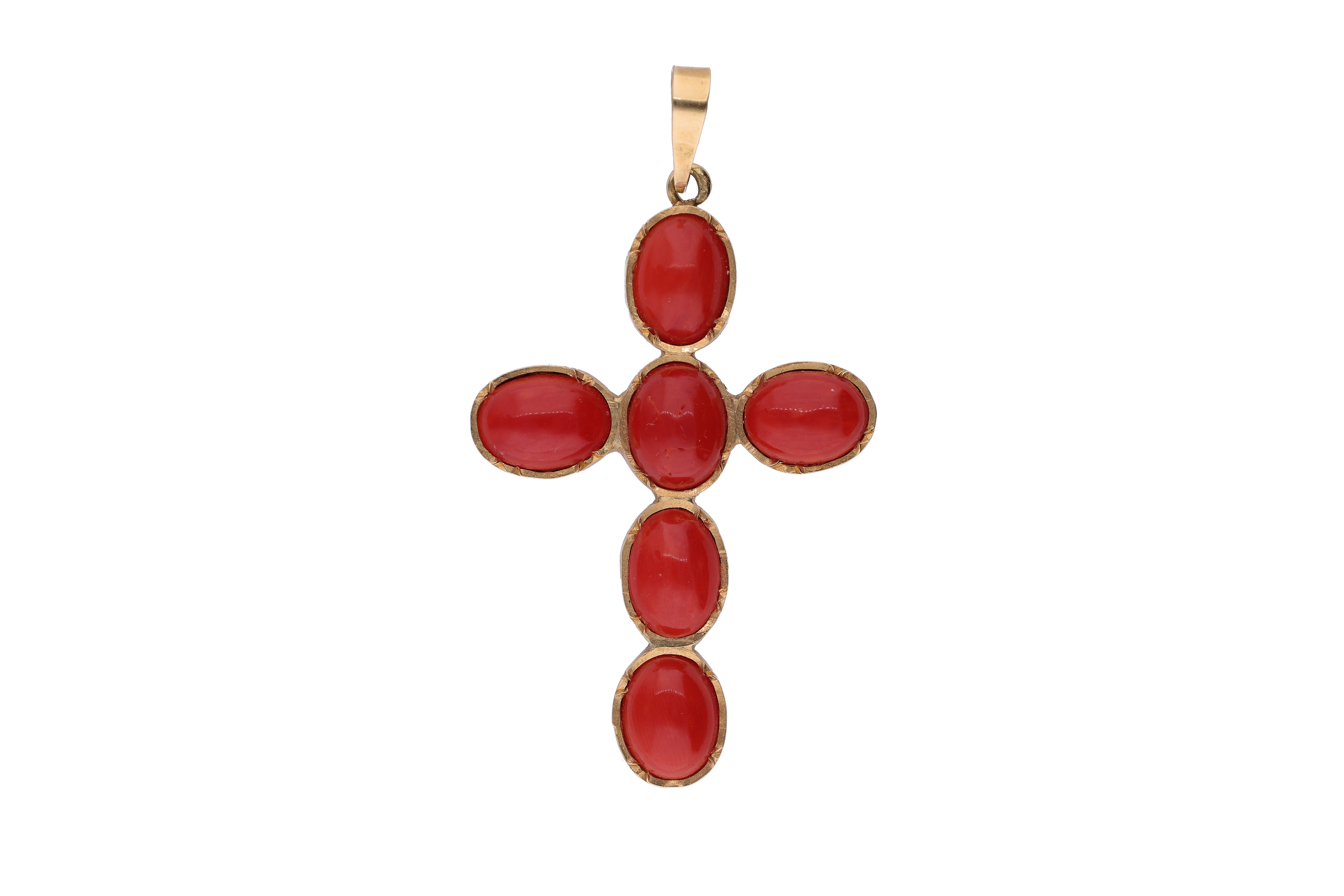Ciondolo a forma di croce con cabochon di coralli - Asta Preziosi