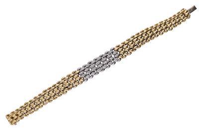 Bracciale a maglia intrecciata con centrale impreziosito da diamanti - Asta Preziosi Bracciale a maglia intrecciata con centrale impreziosito da diamanti - Asta Preziosi