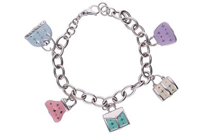 Bracciale con charms a forma di borsette smaltate - Asta Preziosi Bracciale con charms a forma di borsette smaltate - Asta Preziosi