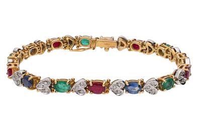 Bracciale con diamanti, zaffiri, smeraldi, rubini e pietre - Asta Preziosi Bracciale con diamanti, zaffiri, smeraldi, rubini e pietre - Asta Preziosi