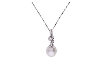 Collana e pendente mobile con diamanti e perla coltivata - Asta Preziosi Collana e pendente mobile con diamanti e perla coltivata - Asta Preziosi