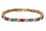 Bracciale con diamanti, zaffiri, smeraldi, rubini e pietre - Asta Preziosi Bracciale con diamanti, zaffiri, smeraldi, rubini e pietre - Asta Preziosi