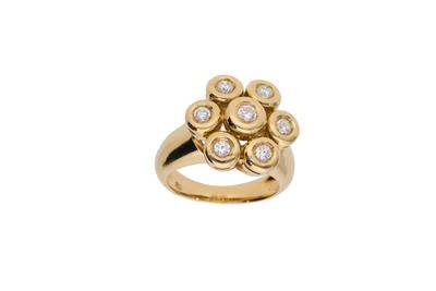 Anello a fiore con pietre incolore - Asta Preziosi