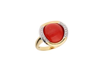 Anello con diamanti e corallo - Asta Preziosi