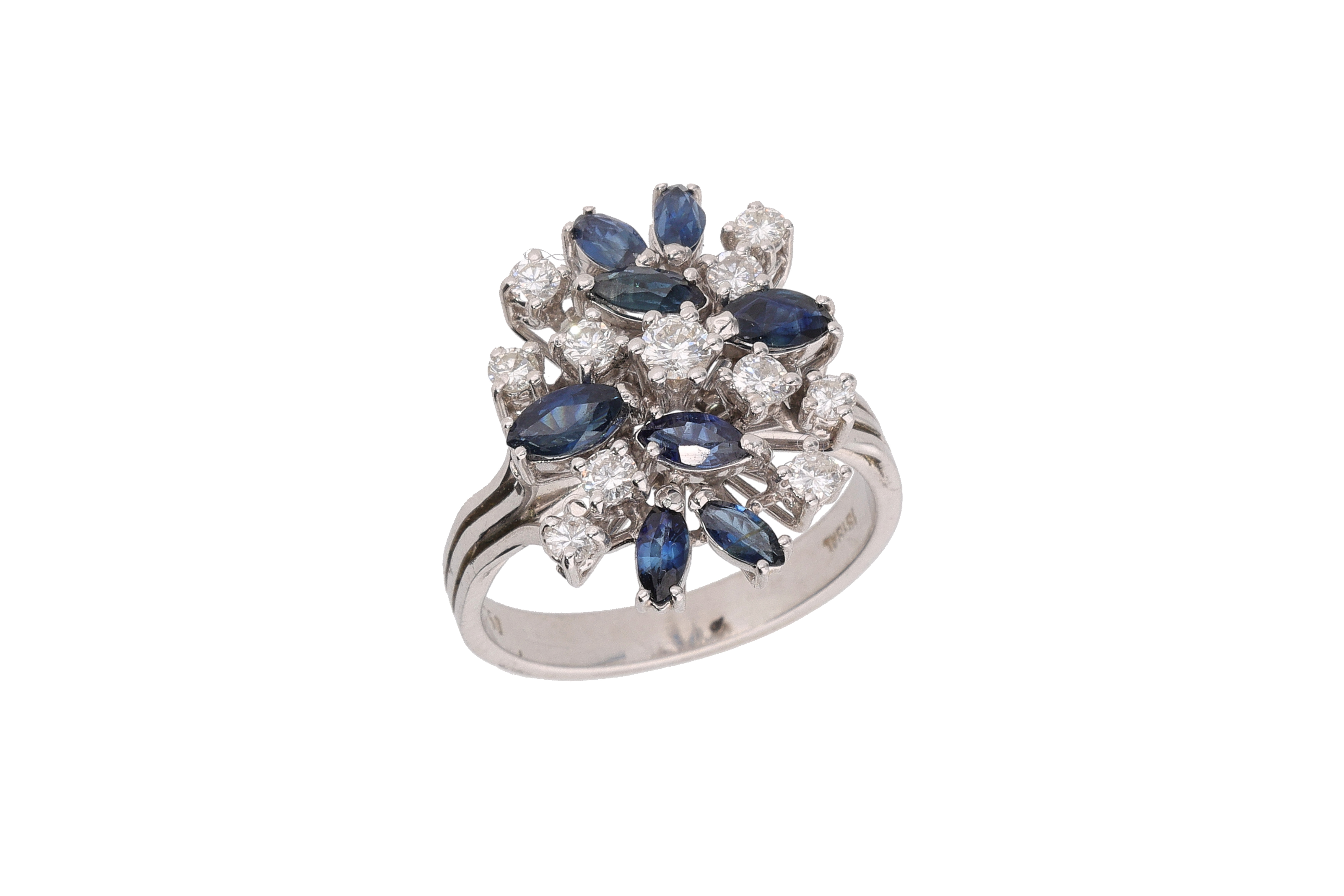 Anello fantasia con diamanti e zaffiri - Asta Preziosi