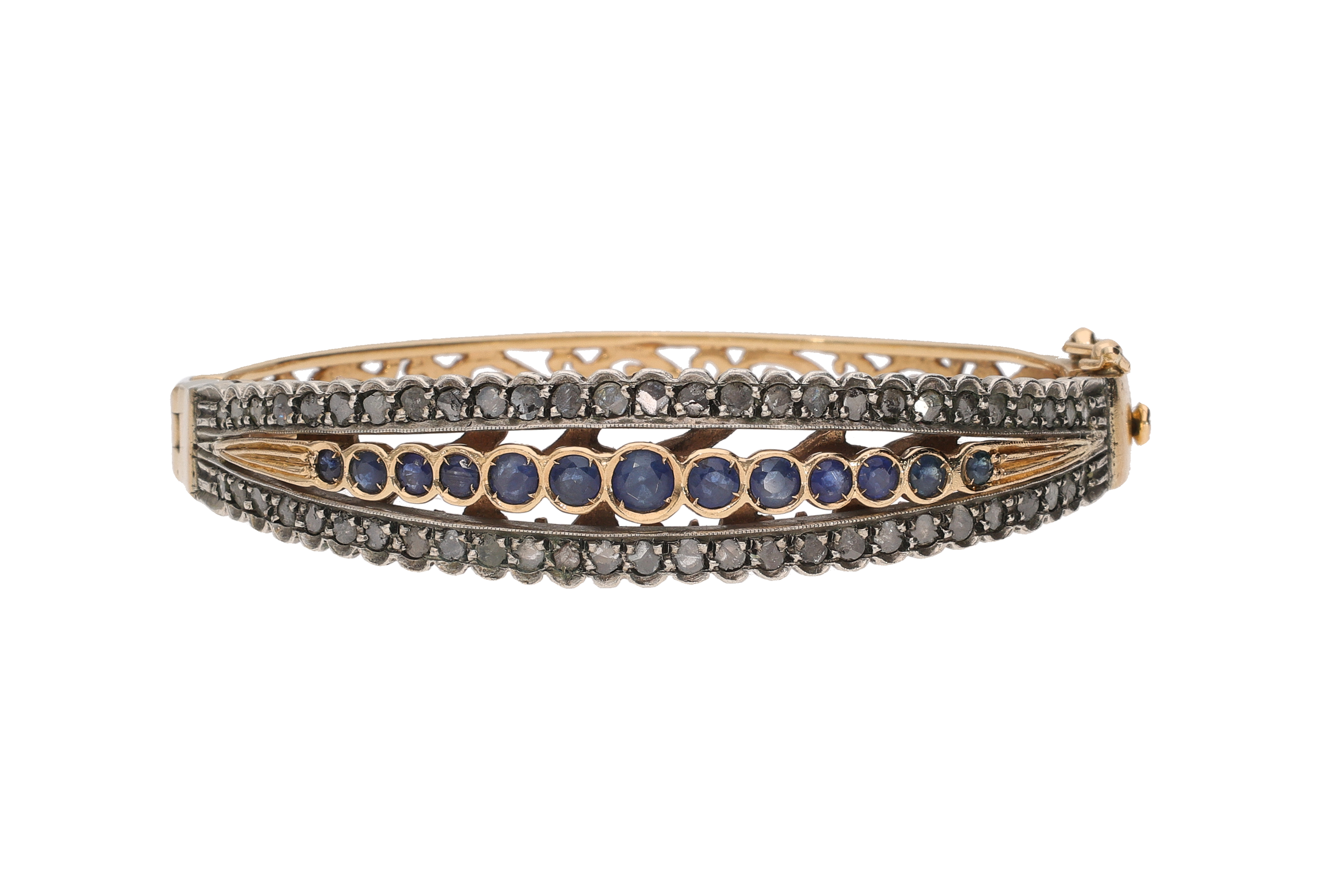 Bracciale rigido con diamanti e zaffiri - Asta Preziosi