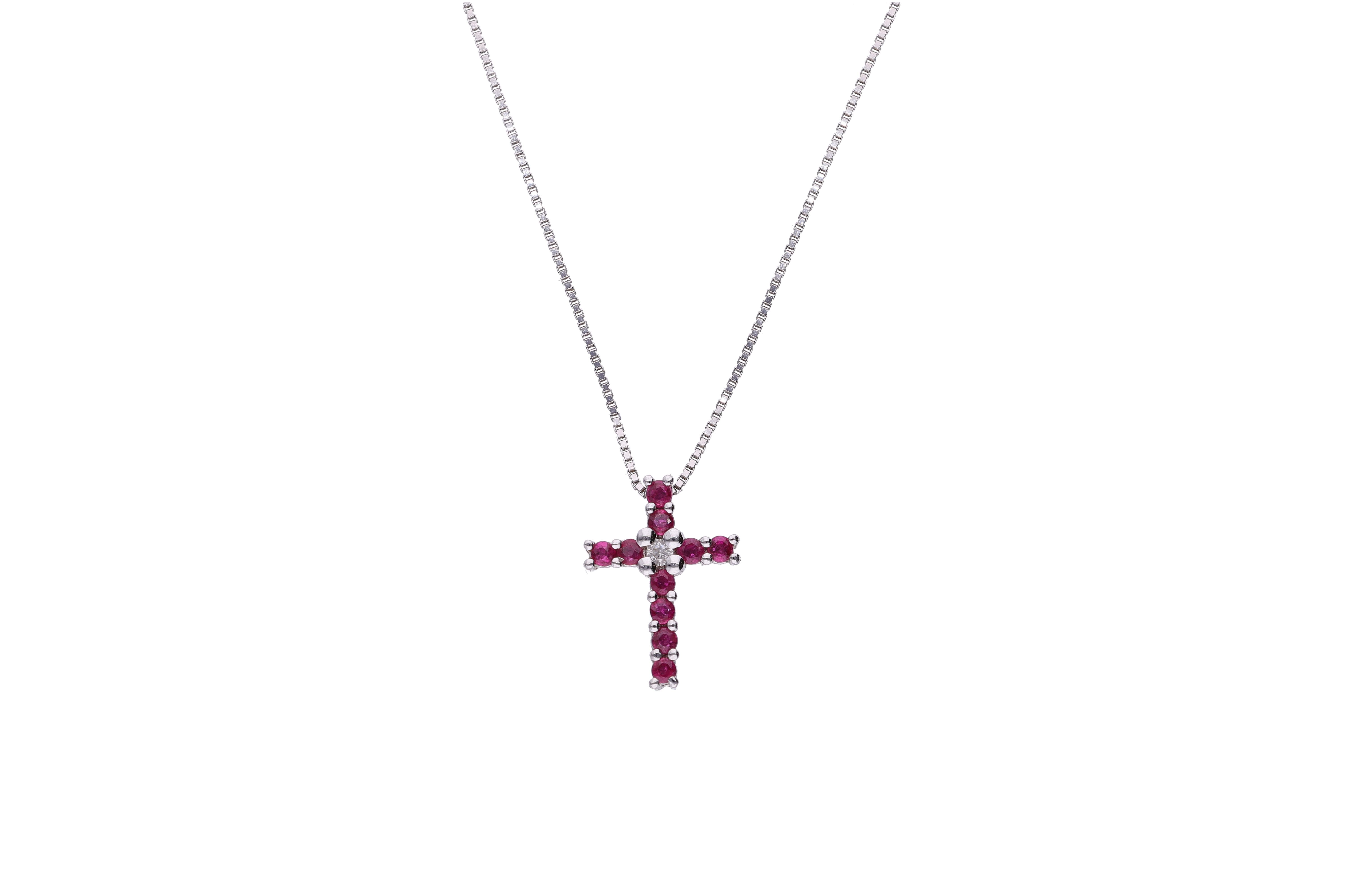 Collana con pendente mobile, piccolo diamante e rubini - Asta Preziosi