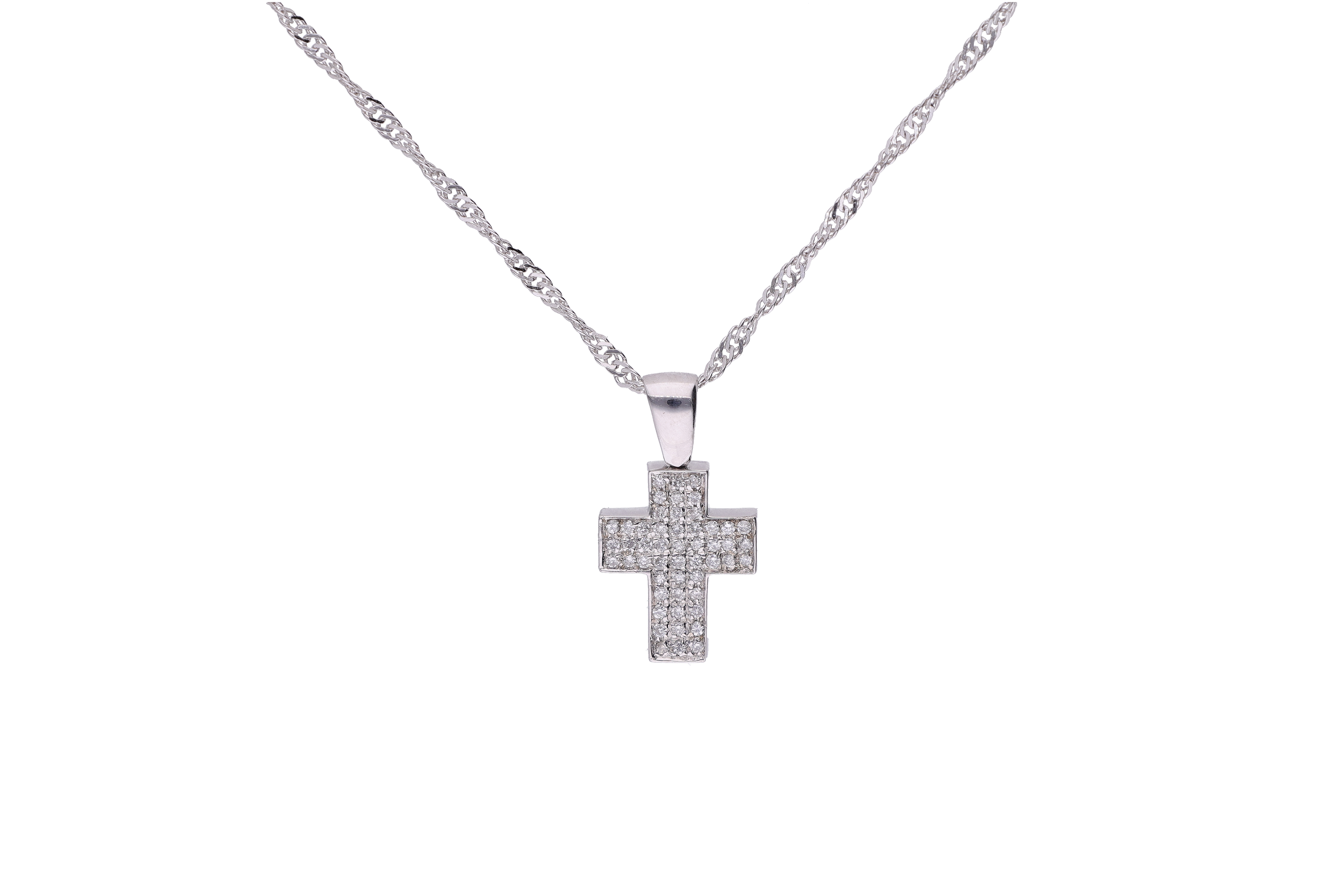 Collana e pendente a forma di croce con diamanti - Asta Preziosi