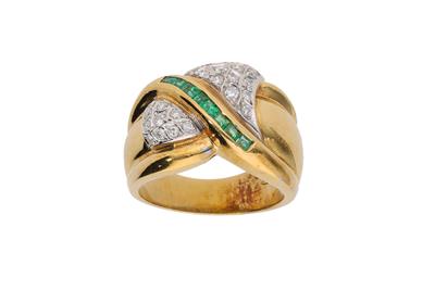 Anello con diamanti e smeraldi - Asta Preziosi Anello con diamanti e smeraldi - Asta Preziosi
