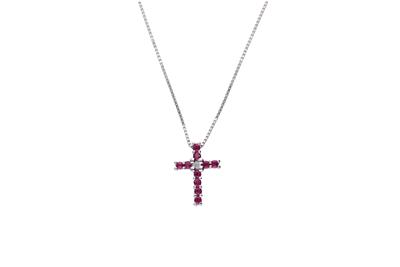 Collana con pendente mobile, piccolo diamante e rubini - Asta Preziosi Collana con pendente mobile, piccolo diamante e rubini - Asta Preziosi
