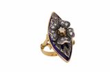 Anello a spoletta con diamanti e smalto - Asta Preziosi Anello a spoletta con diamanti e smalto - Asta Preziosi