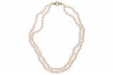 Collana a doppio filo di perle coltivate con diamanti - Asta Preziosi