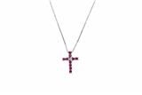Collana con pendente mobile, piccolo diamante e rubini - Asta Preziosi Collana con pendente mobile, piccolo diamante e rubini - Asta Preziosi