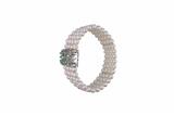 Bracciale rigido con perle coltivate smeraldi e diamanti - 