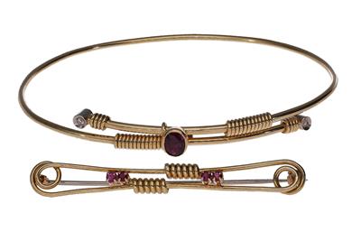 Bracciale scorrevole e spilla - Gioielli Vintage