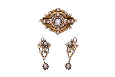 Elegante parure XIX sec. composta da orecchini e spilla - Gioielli Vintage