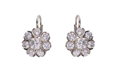 Paio di orecchini con margherita di diamanti - Gioielli Vintage