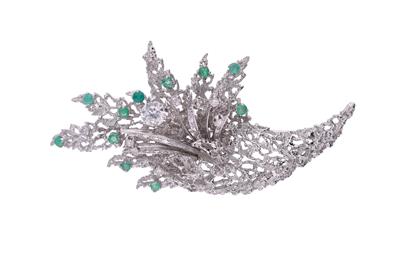 Spilla con diamanti e smeraldi - Gioielli Vintage