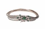 Bracciale a quattro fili satinati con smeraldi a decoro - Gioielli Vintage