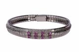 Bracciale semirigido a fascia con piccoli rubini - Gioielli Vintage