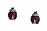 Coppia di orecchini a forma di coccinella con diamanti - Gioielli Vintage