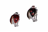 Coppia di orecchini a forma di coccinella con diamanti - Gioielli Vintage