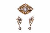 Elegante parure XIX sec. composta da orecchini e spilla - Gioielli Vintage