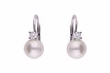 Paio di orecchini con diamanti e perle coltivate - Gioielli Vintage