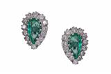 Paio di orecchini con diamanti e smeraldi - Gioielli Vintage