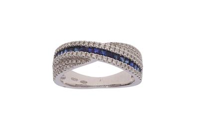 Anello a fascia con zaffiri  e diamanti - Asta di San Valentino