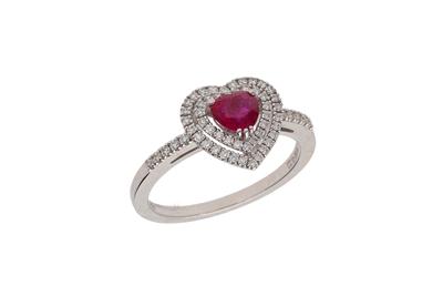 Anello con diamanti e rubino - Asta di San Valentino