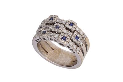 Anello con diamanti e pietre blu - Asta di San Valentino