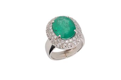 Anello con diamanti e smeraldo - Asta di San Valentino
