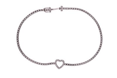Bracciale tennis con cuore centrale con diamanti - Asta di San Valentino