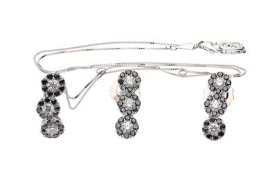 Demi parure orecchini e collier con diamanti e diamanti neri - Asta di San Valentino