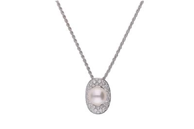 Mikawa, collana con diamanti e perla coltivata - Asta di San Valentino