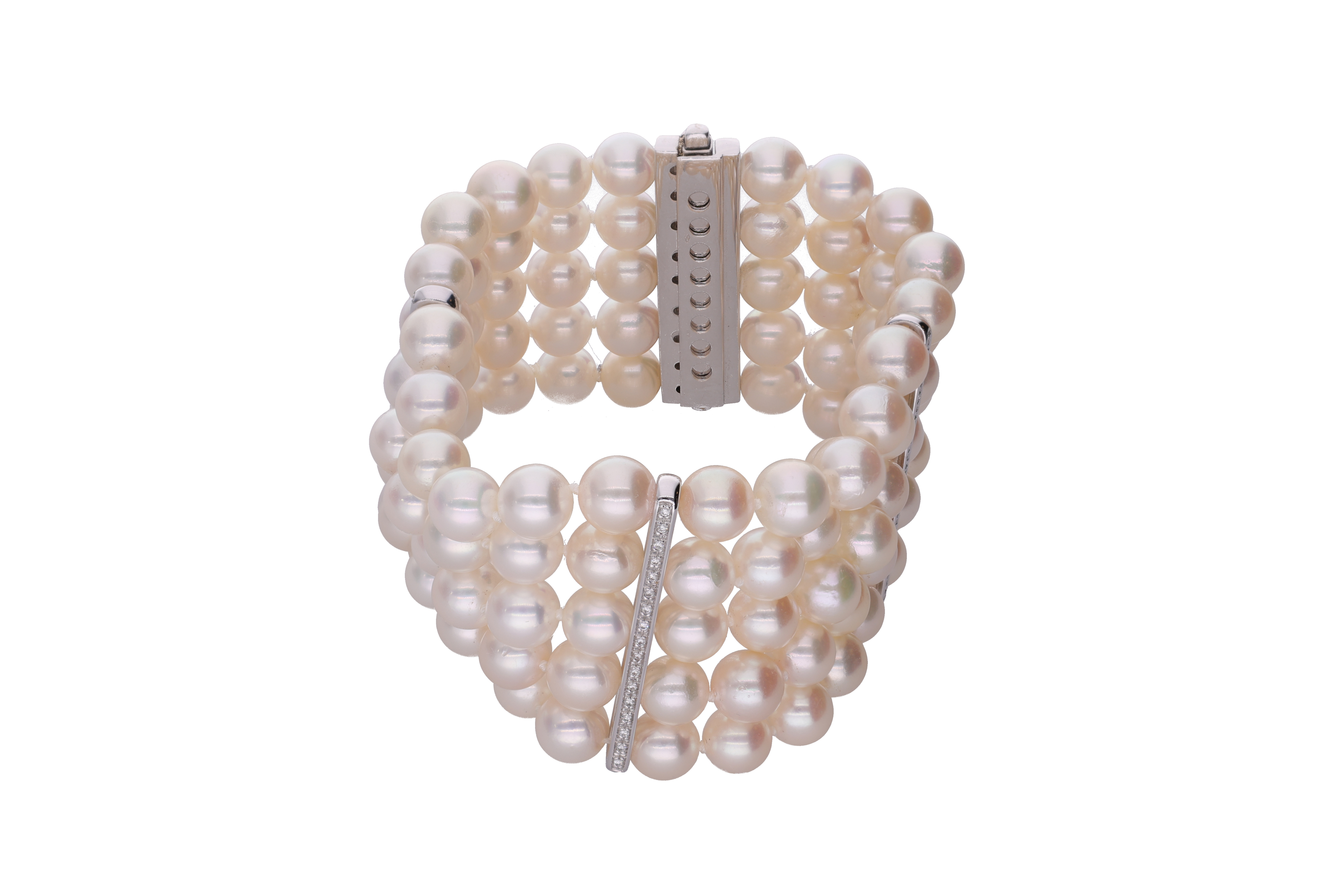 Bracciale con perle coltivate e diamanti - Asta Preziosi