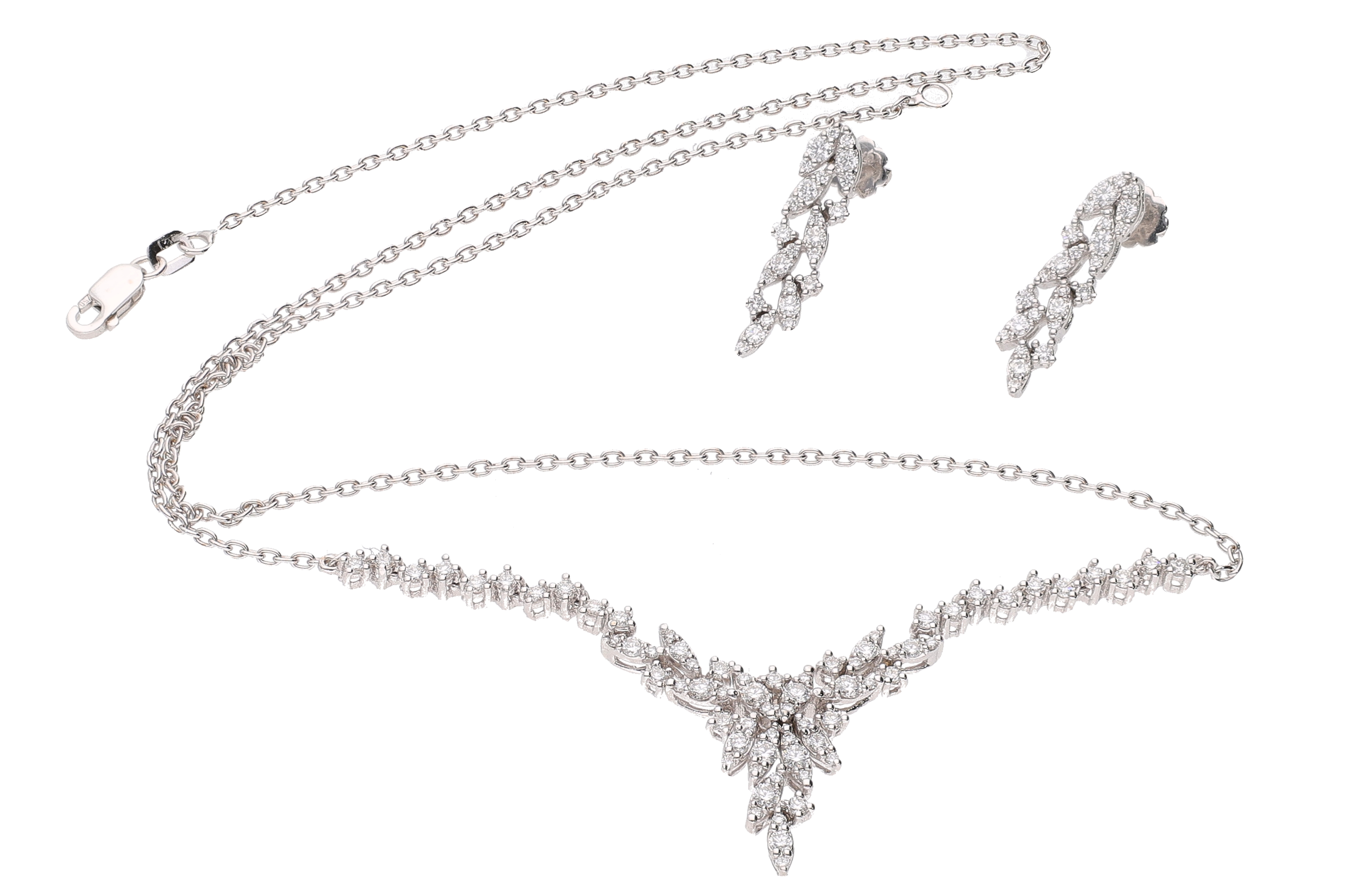 Collier e coppia di orecchini con diamanti - Asta Preziosi