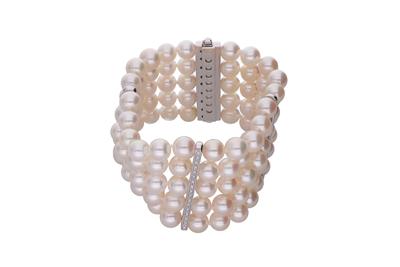 Bracciale con perle coltivate e diamanti - Asta Preziosi Bracciale con perle coltivate e diamanti - Asta Preziosi