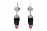 Orecchini con onice corallo e diamanti - Asta Preziosi Orecchini con onice corallo e diamanti - Asta Preziosi