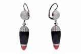 Orecchini con onice corallo e diamanti - Asta Preziosi Orecchini con onice corallo e diamanti - Asta Preziosi