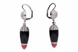 Orecchini con onice corallo e diamanti - Asta Preziosi Orecchini con onice corallo e diamanti - Asta Preziosi