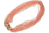 Collana a torchon di corallo con diamanti - Vintage mania