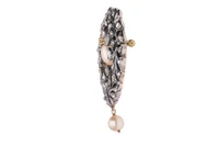 Spilla con perle coltivate e diamanti - Vintage mania