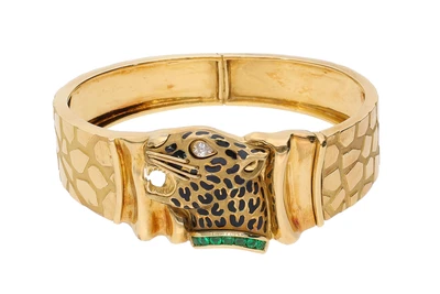 Bracciale con smeraldi, diamante e smalto - Vintage mania Bracciale con smeraldi, diamante e smalto - Vintage mania