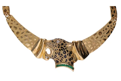 Collier con smeraldi, diamante e smalti - Vintage mania Collier con smeraldi, diamante e smalti - Vintage mania